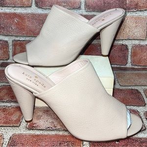 Pre-Owned Kate Spade New York Bova Pink Nude Peep Toe High Heel Mules Size 8.5B